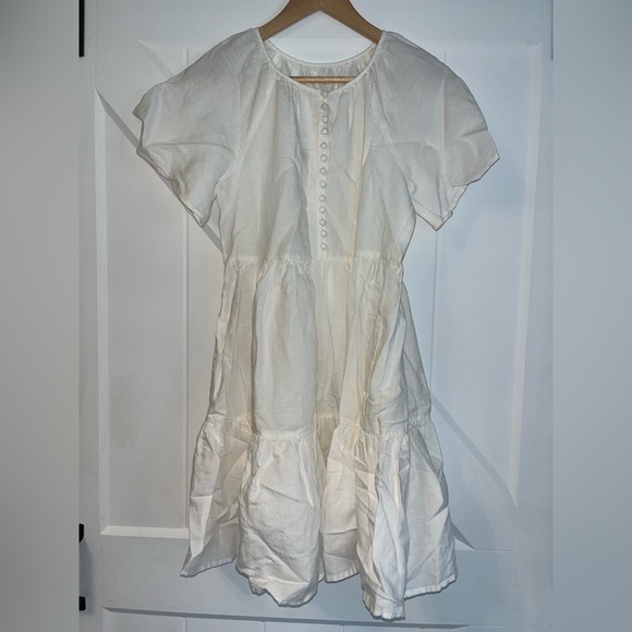 Madewell Linen Blend Flutter Sleeve Tiered Mini Dress NF890 Cream XS - Picture 5 of 9